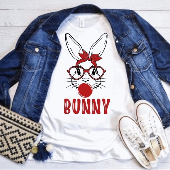 Gildan Tops - Bunny glasses bubble gum EASTER  t-shirt unisex
